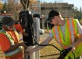 Installation of a Charge North station near the Prince George Public Library, October 2022 (Photo courtesy of Community Energy Association)