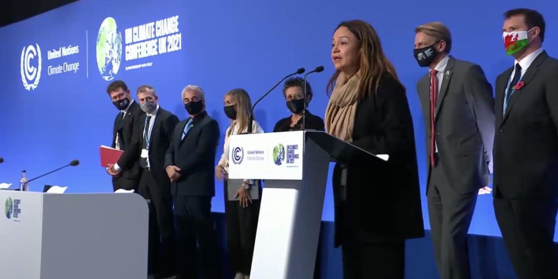 Beyond Oil and Gas Alliance, with Costa Rica's Environment Minister Andrea Meza at the podium. Screen shot from UNFCCC livestream.